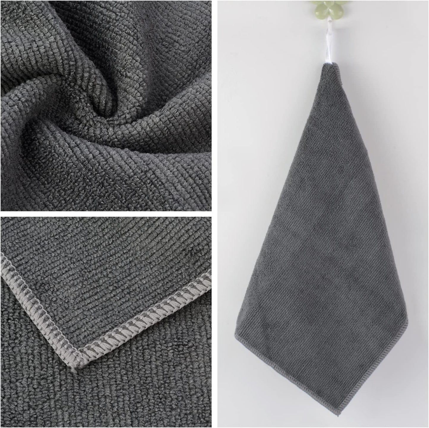 KinHwa Kitchen Washcloths for Dishes Absorbent Microfiber Dish Cloths Quick Dry Dish Rags with Poly Scour Scrub Side Ideal for Kitchen Cleaning (Gray, 12inchx12inch 10 Pack)