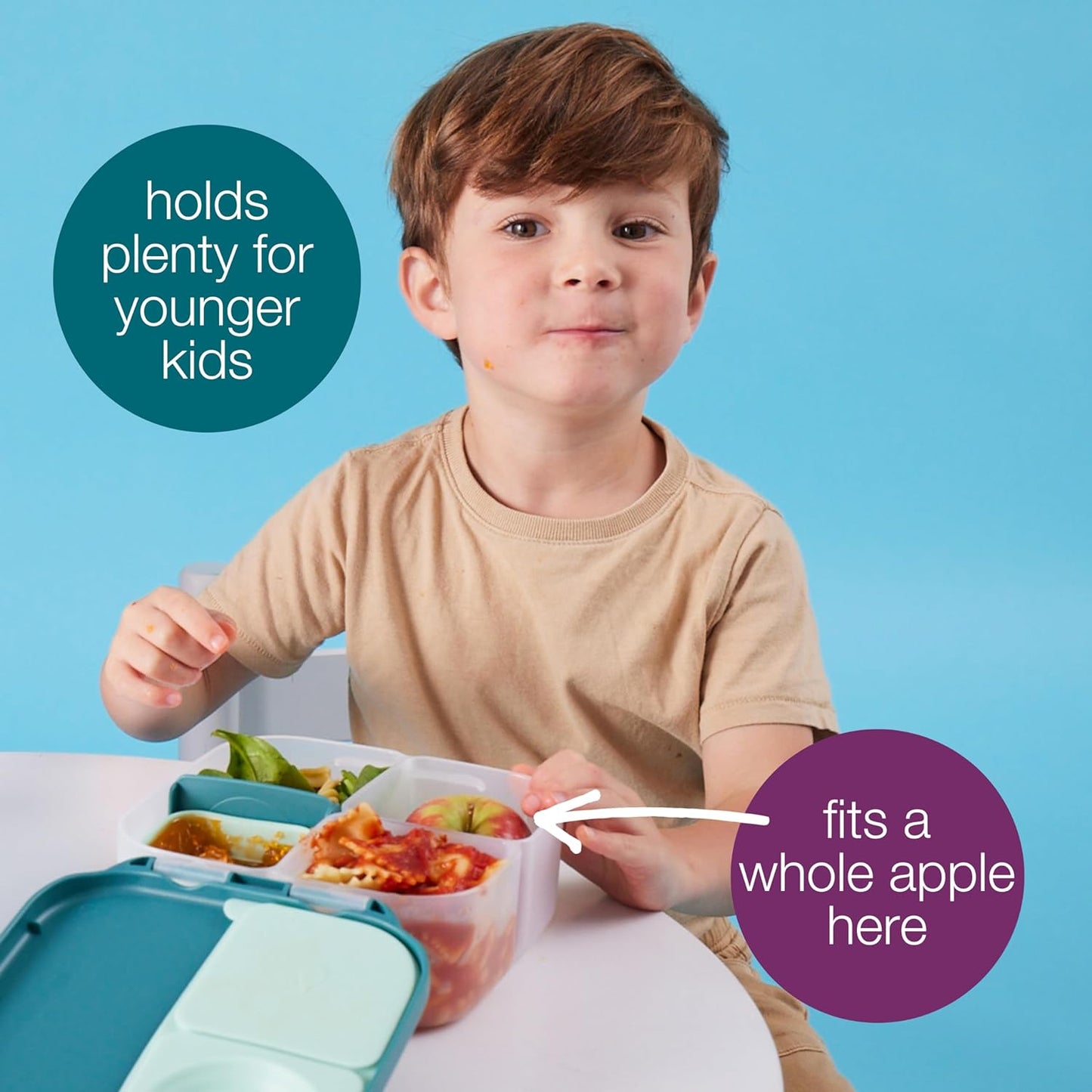 b.box Mini Lunch Box for Kids: Lunch Snack Container with 2 Leak Proof Compartments. Ages 3+ School Supplies, BPA Free (Emerald Forest, 4¼ cup capacity)