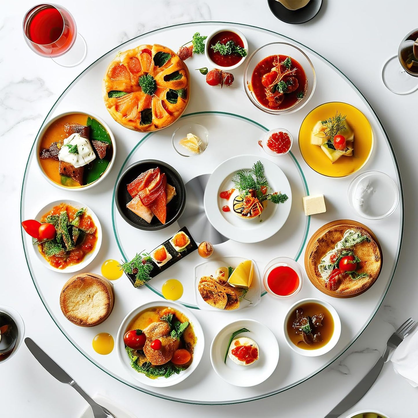 31'' Glass Lazy Susan Turntable Dining Table, 360 ° Round Dinner Plate Rotating Tray Transparent Dinner Plate, Silent and Smooth Rotation of The Dinner Plate (31inch/80cm)