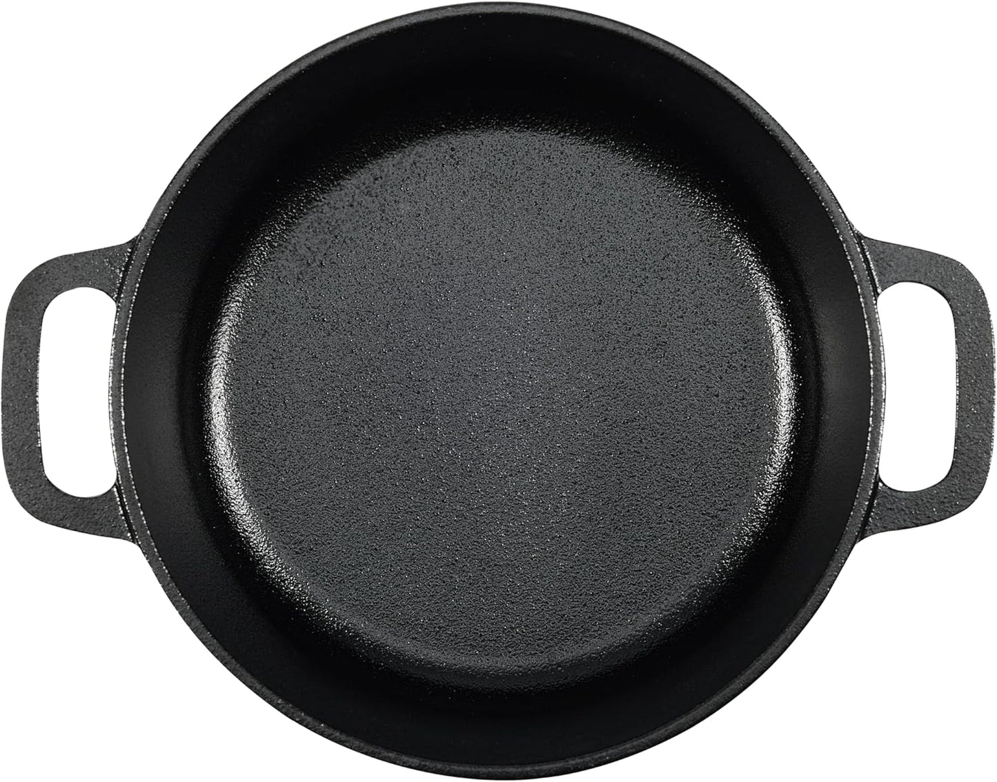 Amazon Basics Round Pre-Seasoned Cast Iron Mini Dutch Oven Pot with Lid and Dual Handles, 2-Quart, Black