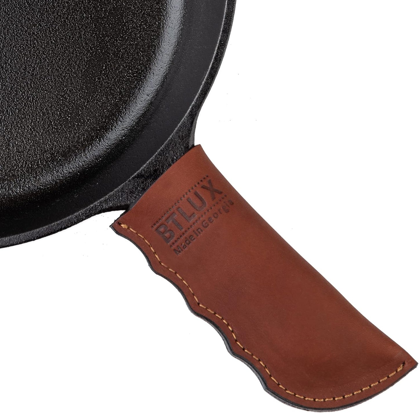 Made in Georgia - Cast Iron Handle Cover- Extra Thick Leather Heat Resistant Handle Holder for Cast Iron Skillets, Pans