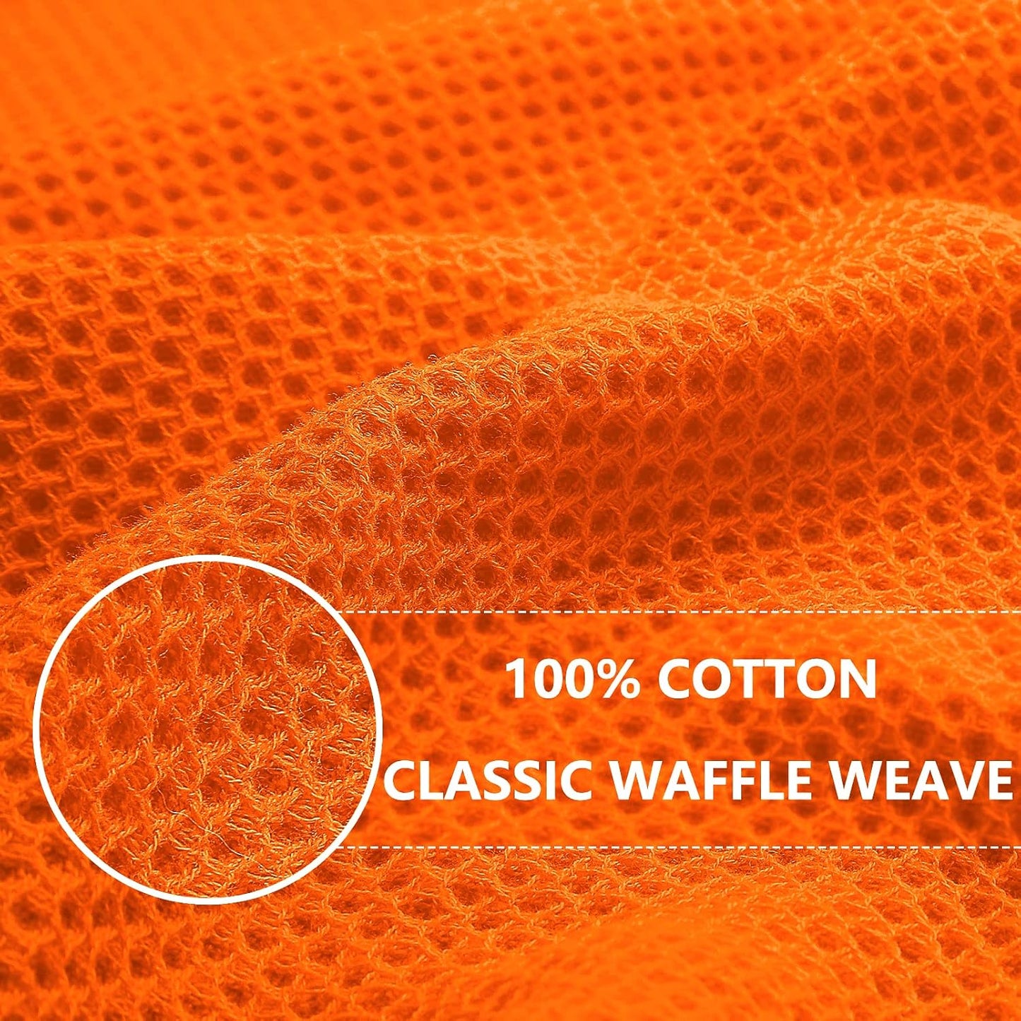 Homaxy 100% Cotton Waffle Weave Kitchen Dish Cloths, Ultra Soft Absorbent Quick Drying Dish Towels, 12 x 12 Inches, 12-Pack, Orange