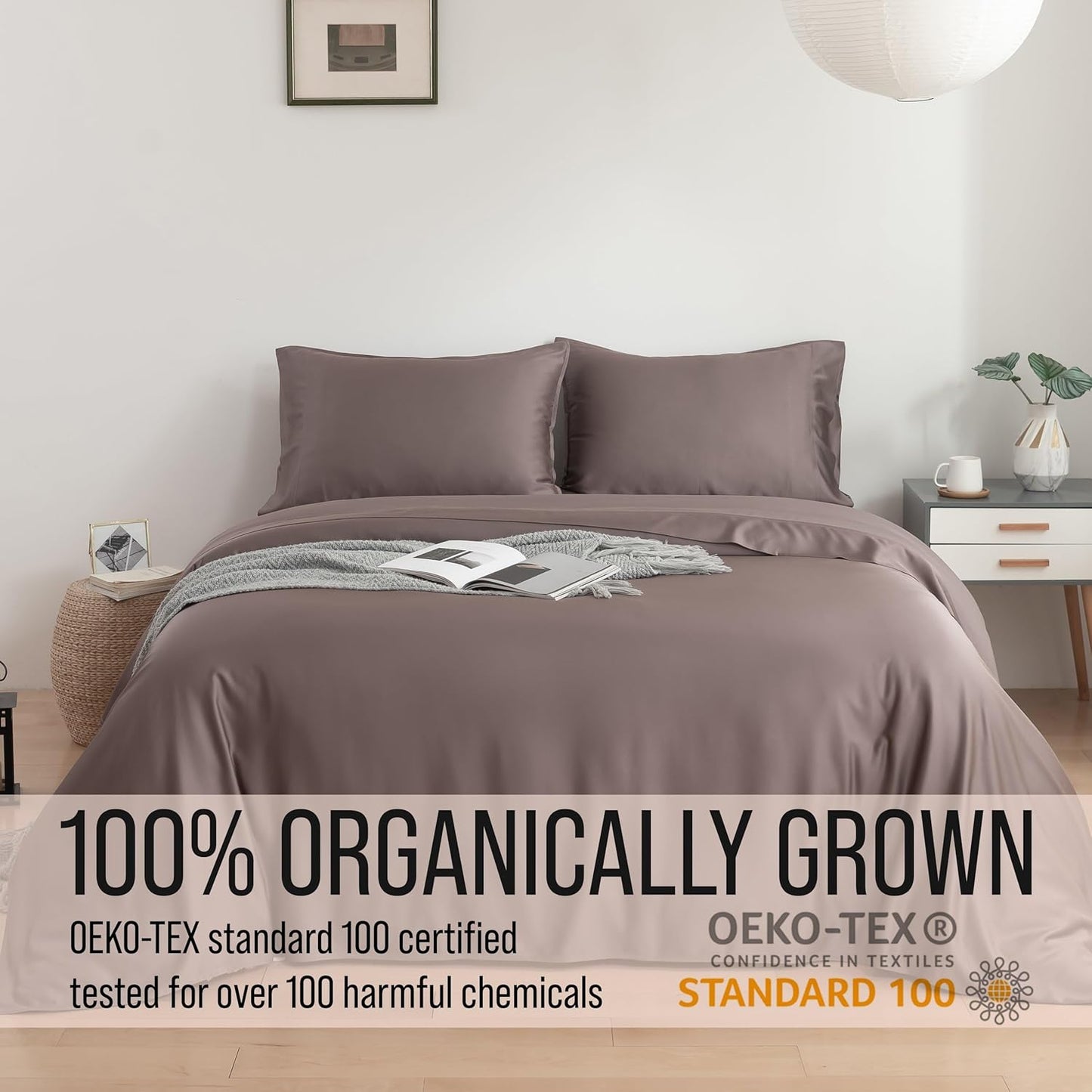 Bella Coterie Luxury Bamboo Viscose Full Size Sheet Set | 100% Organically Grown | Ultra Soft | Cooling for Hot Sleepers | 18" Deep Pocket [Mocha]