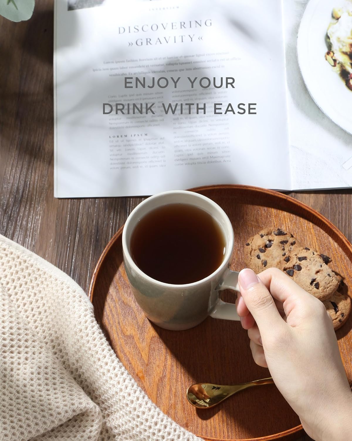 famiware Coffee Mugs Set, 13 oz Mug Set of 6, Stoneware Cups for Latte, Hot Tea, Mocha, Cocoa, Cappuccino, Microwave and Dishwasher Safe, Glacier Series, Sage Green