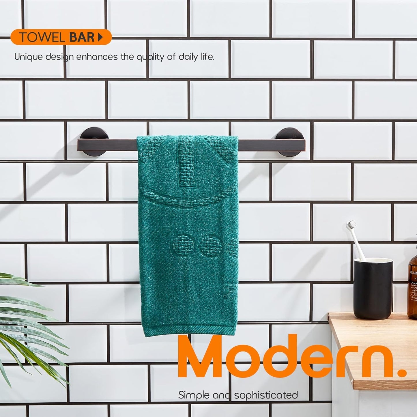 12 Inch Bathroom Towel Bar Bath Towel Rack Kitchen Towel Holder Towel Ring Wall Mounted SUS304 Stainless Steel 2 Pack Oil Rubbed Bronze AN4001ORB-L12-P2