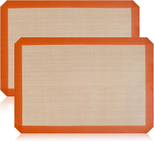 2-Pack Silicone Baking Mats – Non-Stick Reusable BPA-Free Oven Liners, 100% Food-Grade Silicone, Fit Half Sheet Pans (16.54" x 11.62") for Cookies, Pastry & More