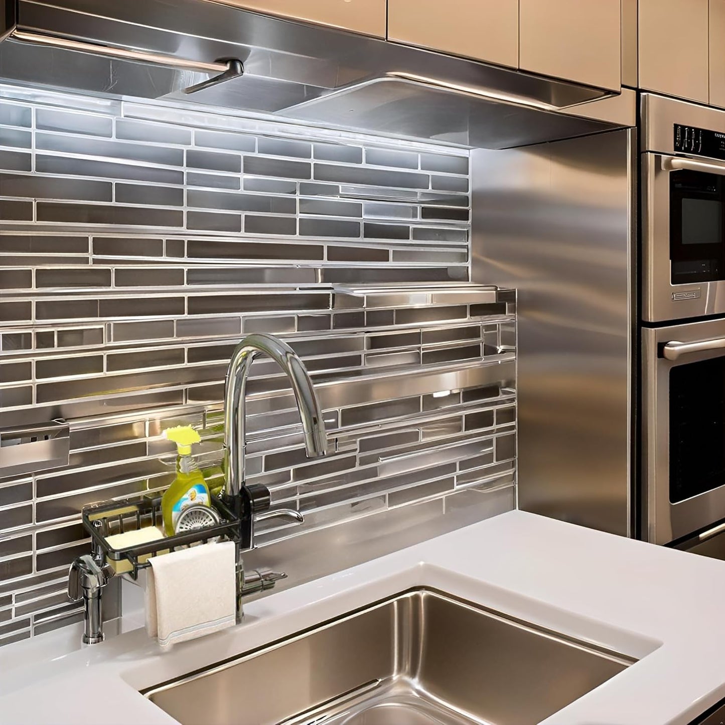 Kitchen Sink Faucet Organizer, Dish Sponge Holder Over Faucet Kitchen Sink Caddy Organizer with Hook for Bathroom, Scrubbers, Soap, Work with 0.7-1.1inch Round Water Pipe (Black,Left)