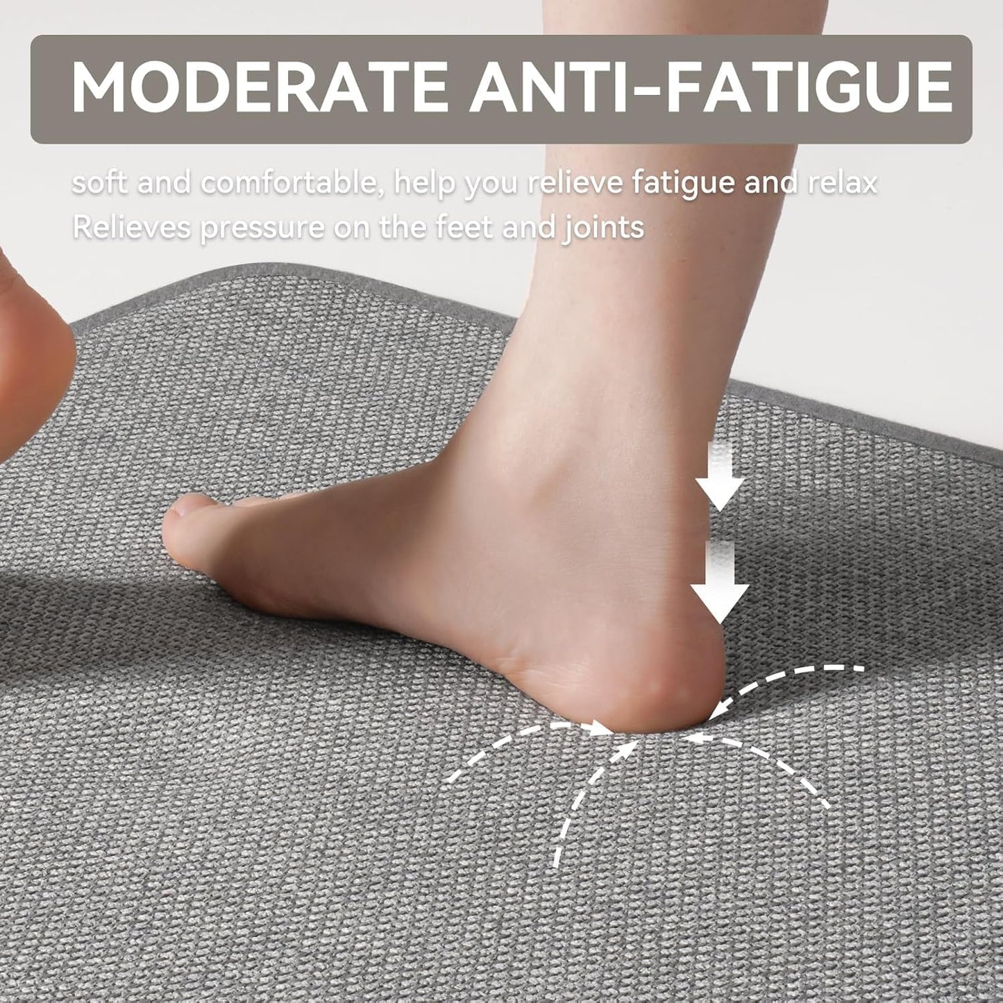 Kitchen Mat Set of 2 PCS, Kitchen Mats for Floor, Linen-Look Woven Absorbent Kitchen Runner Rugs Non Slip Washable Comfort Standing Mats for Kitchen, Front of Sink