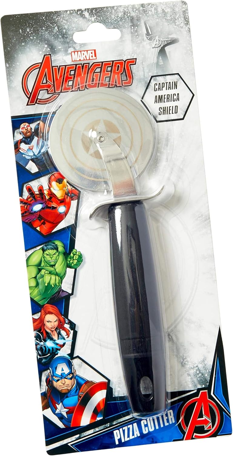 Marvel's Captain America Shield Pizza Cutter - Features Super Sharp Steel Wheel Blade & Strong Comfortable Plastic Handle - Fun Kitchen Accessory - Marvelous Gift For A Chef & Avengers Fan