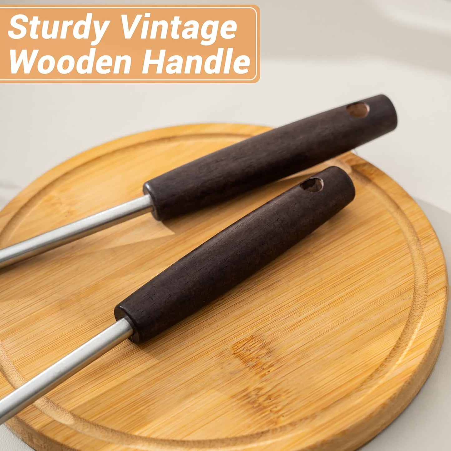 FJNATINH Cooking Utensils Set with Wood Handle, 6 PCS Wok Utensils Tools - Wok Accessories Cookware Set