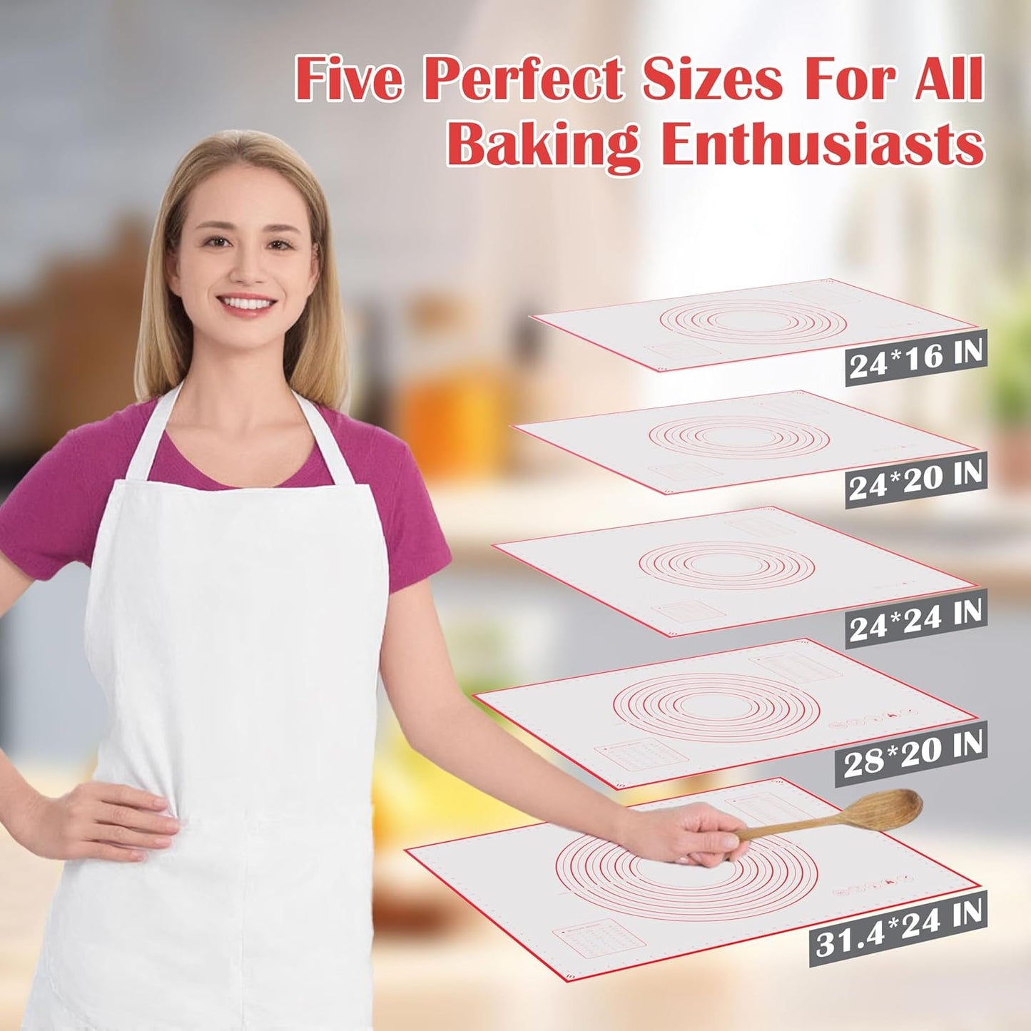 BlueBark 1 PCS - 24"L x 24"W Non-stick Silicone Baking Mat for Pastry & Dough, Sourdough Bread Making Tools, Kitchen Counter, Cooking Enthusiasts