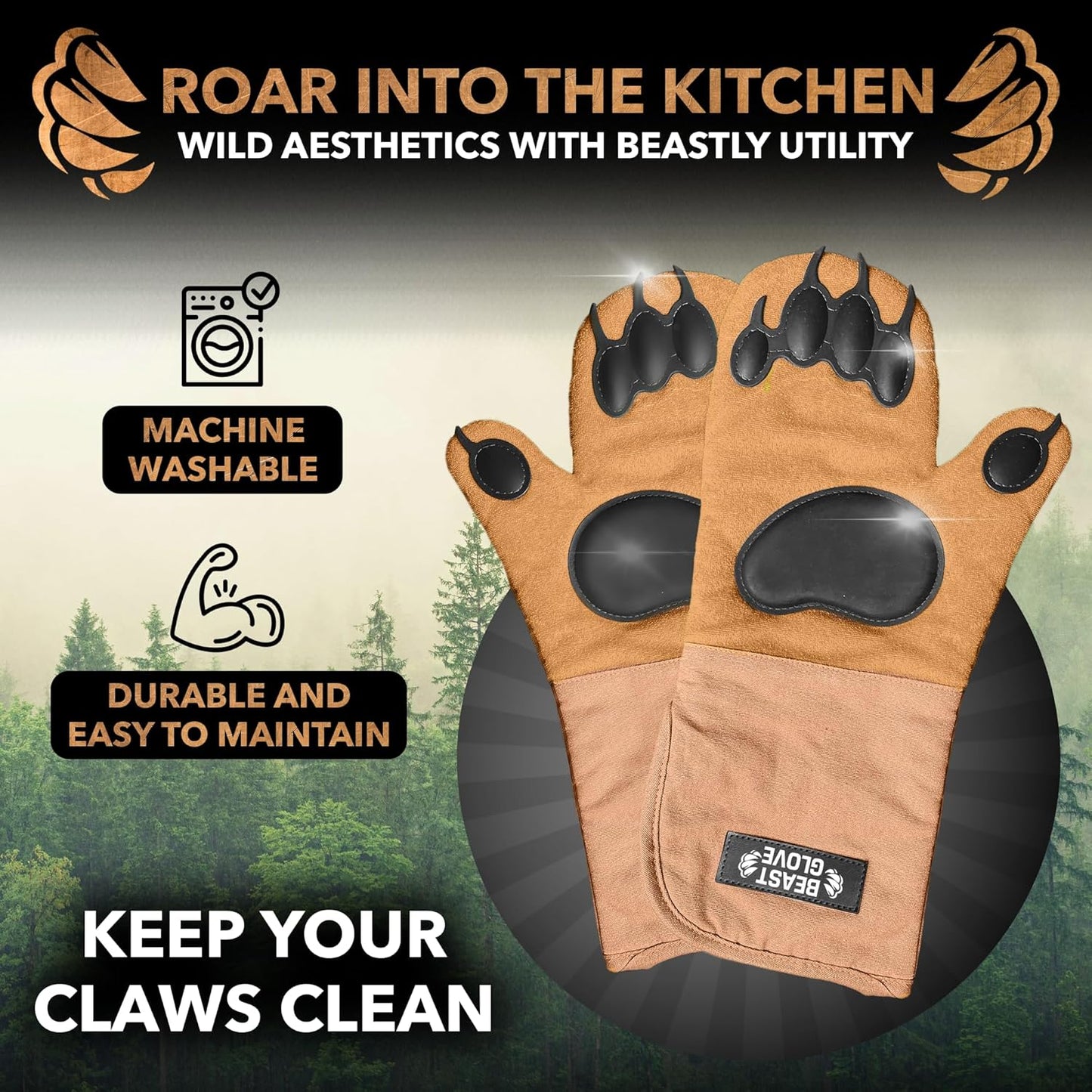 Bear Paw | Beast Glove Oven Mitts | Bear Hands Oven Mitts | Kitchen Pot Holders Set | Heat Resistant Oven Mittens for Kitchen