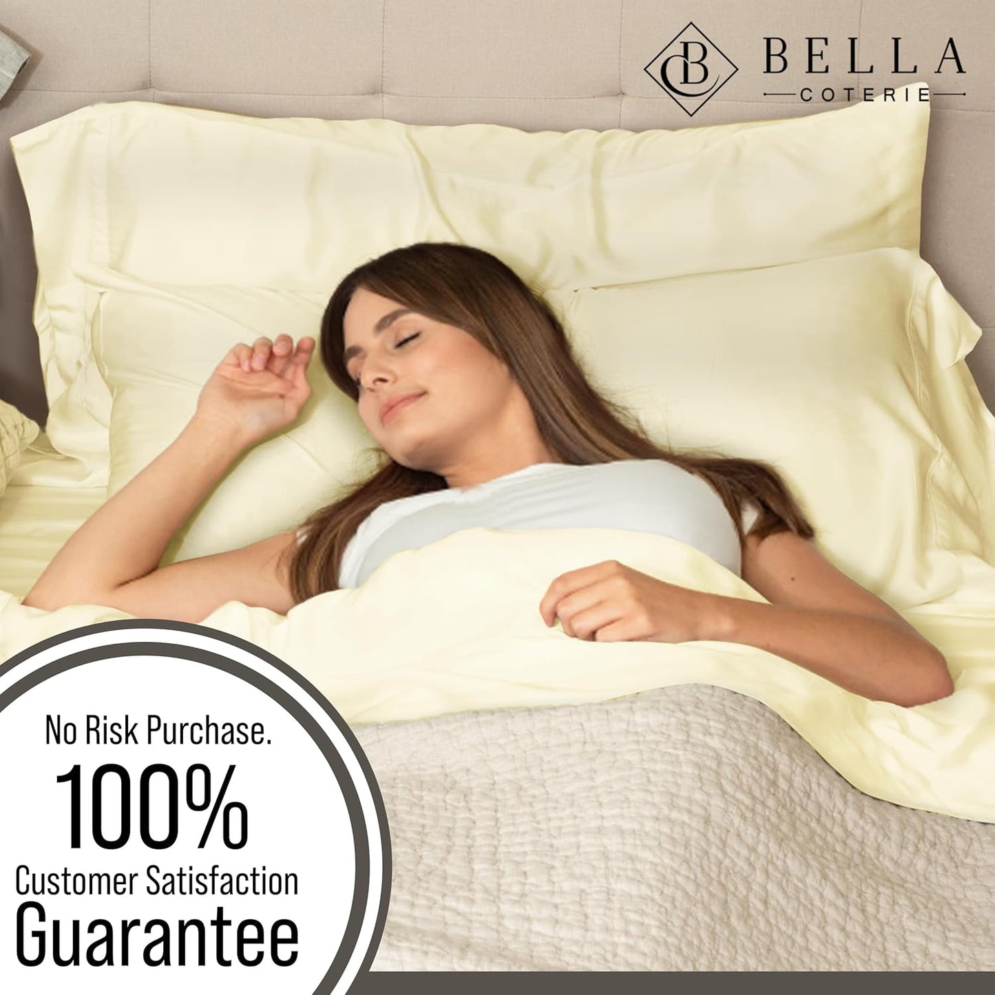 Bella Coterie Luxury Bamboo Viscose Cal King Size Sheet Set | 100% Organically Grown | Ultra Soft | Cooling for Hot Sleepers | 18" Deep Pocket [Lemonade]