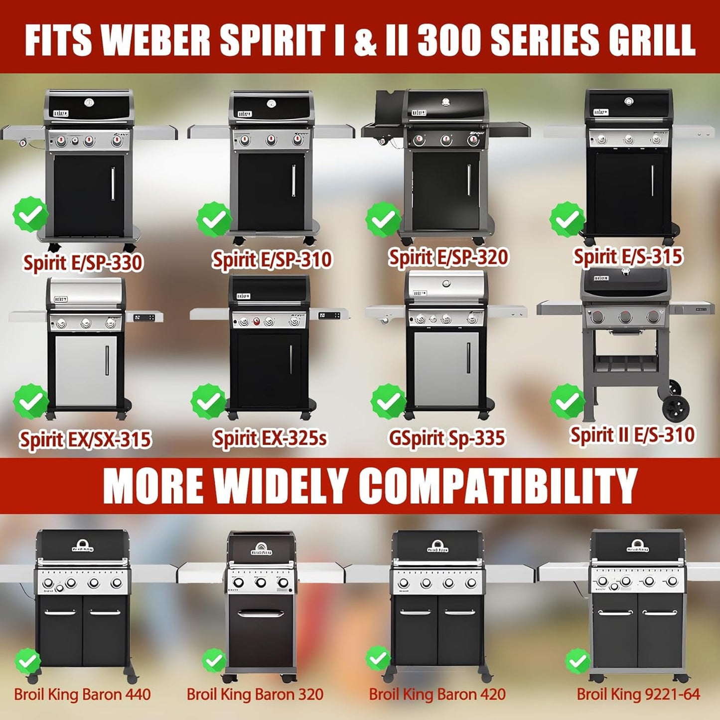 KEESHA 6787 Flat Top Griddle Insert for Weber Spirit I & II 300 Series, Universal Nonstick Griddle Replacement Parts for Broil King, Huntington and Sterling 3-Burner Gas Grill with Mini Oven Mitt