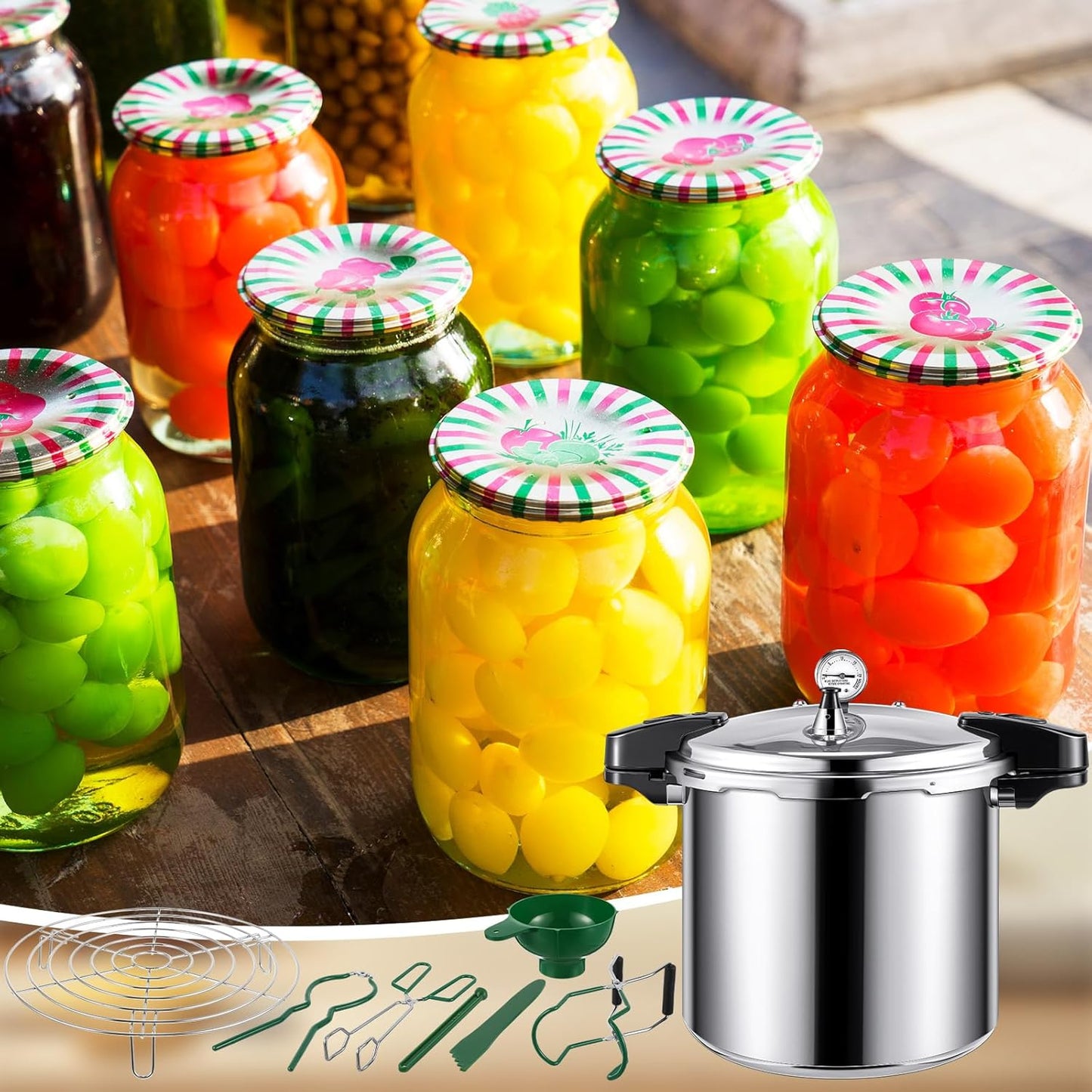 24qt Pressure Cooker for Canning Pressure Canner Supplies Kit, 6 Canning Supplies with Pressure Panner Stainless Steel Steam Rack Gauge for Canning, Silver