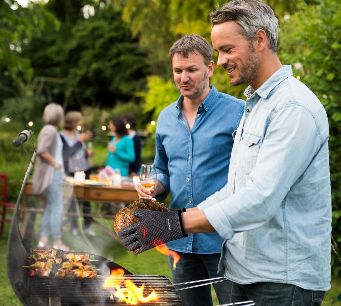 KITCHEN PERFECTION S Silicone Smoker Oven Gloves -Extreme Heat Resistant BBQ Gloves -Handle Hot Food Right on Your Grill Fryer Pit|Waterproof Oven Mitts |Superior Value Set+3 Bonuses