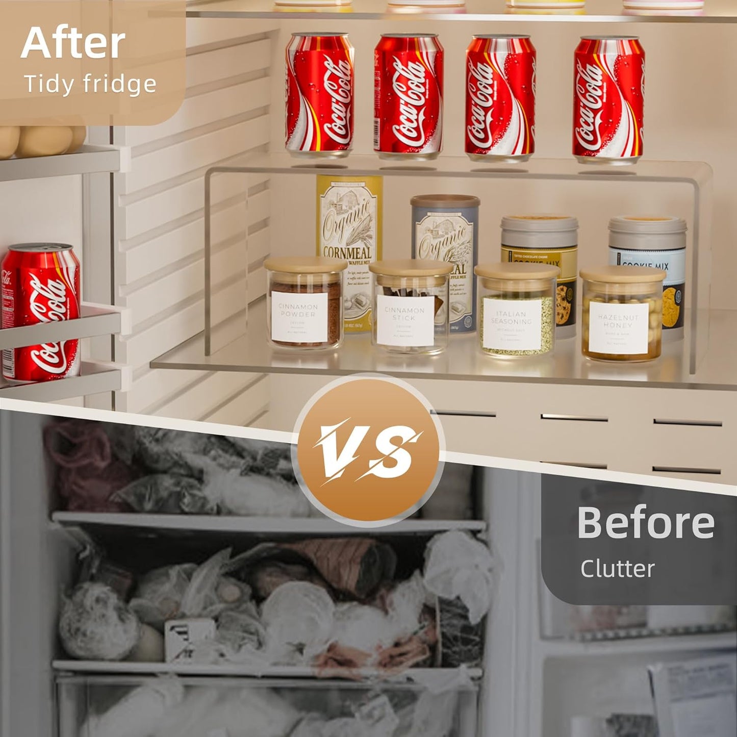 8 Packs Cabinet Organizer Shelf, Acrylic kitchen Cabinet Shelves, Shelf Riser for Dishes, Spices, Soda Cans and Bottles（12.4 x 4 x 4.6 inch）