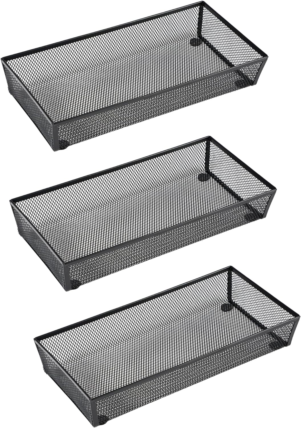 BYCY 3 Pack Mesh Flatware Drawer Organizer for Kitchen/Office/Home Tools,Spoon Knife Fork Organizers Box Utensil Tabletop Storage Tray (12 x 6 x 2 Inch)