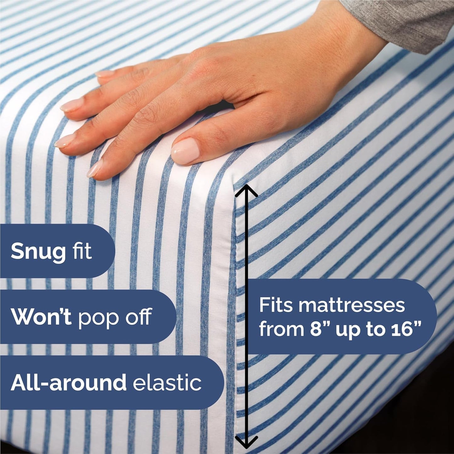 King Size 4 Piece Sheet Set - Comfy Breathable & Cooling Bed Sheets Set - Hotel Luxury Bedding for Women, Men, Kids, Teens, Boys & Girls - Deep Pockets, Soft, Wrinkle Free - Oeko-Tex - Blue Stripes 2