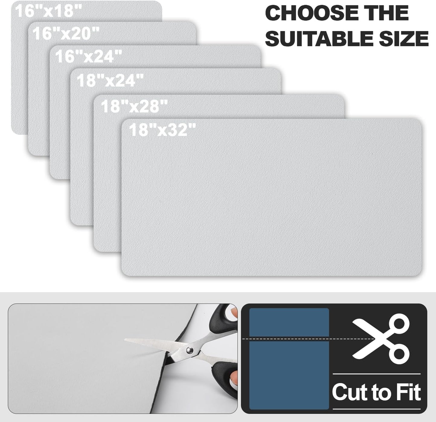 Dish Drying Mat for Kitchen Counter | Coffee Bar Mat for Countertops | Heat Resistant Drainer Mat with Non-slip Rubber Backed | Hide Stain Kitchen Absorbent Draining Mat | Light Grey 18"x32"