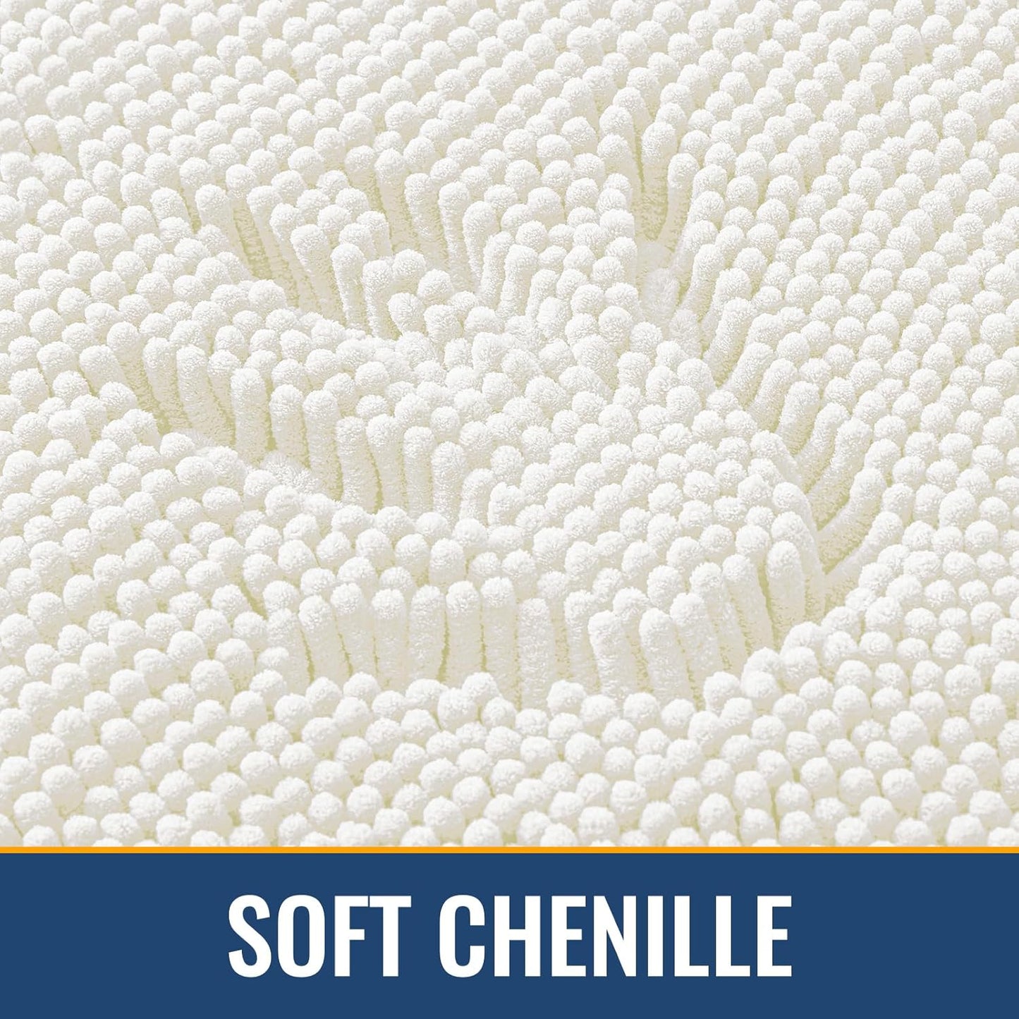 Arotive Bathroom Rugs 24x16, Extra Soft Absorbent Shaggy Chenille Bath Rugs, Machine Washable Rubber Backing Non-Slip Bath Mats for Bathroom Floor Tub and Shower, Home Decor Accessories, Ivory