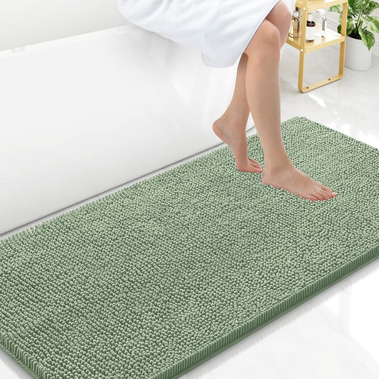Arotive Bathroom Rugs 47x24, Extra Soft Absorbent Shaggy Chenille Bath Rugs, Machine Washable Rubber Backing Non-Slip Bath Mats for Bathroom Floor Tub and Shower, Home Decor Accessories, Sage Green