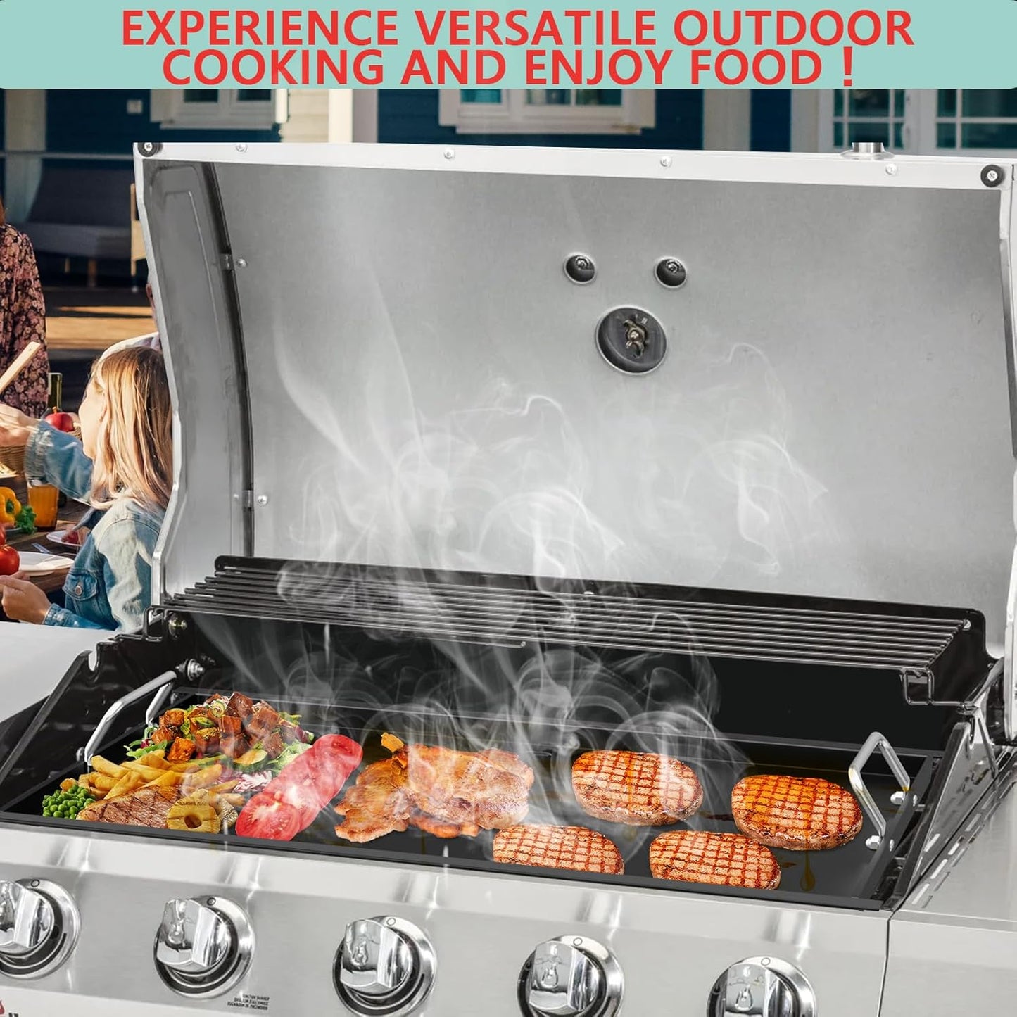 463365021 Full Size Griddle Insert for Charbroil Performance 5 Burner Grill 463448021 463451022 463466522, Carbon Steel Flat Top Griddle Plate for Charbroil G426-0004-W1 G426-0005-W1, 28.3''L x 17''W