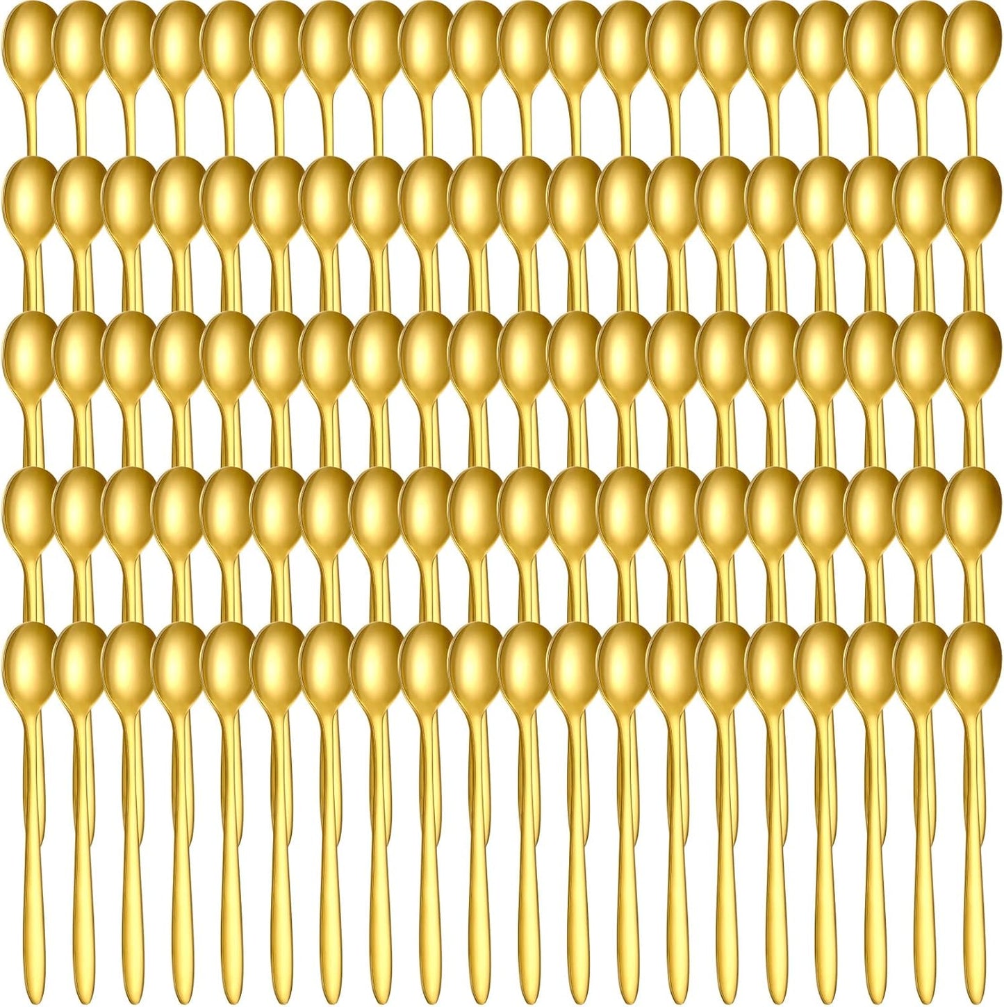 100 Pcs Demitasse Espresso Spoons Stainless Steel Bulk, 4.33'' Small Mini Coffee Tasting Dessert Spoons for Kitchen Dessert, Tea, Appetizer, 1.18'' Wide(Classic Style,Gold)