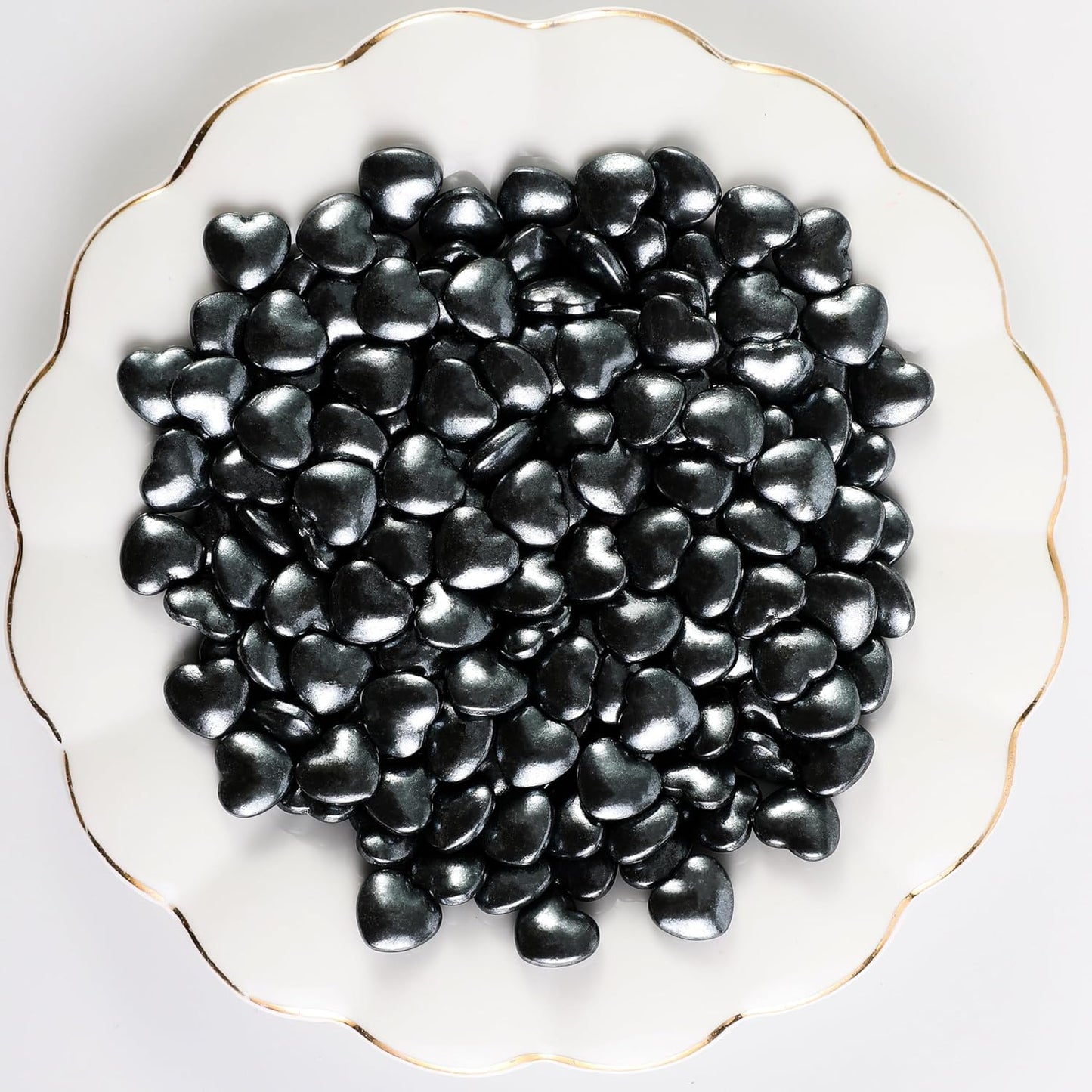Kasvan Black Heart Shapes Sprinkles - Edible Candy Pearls 130g/4.58 Oz, Mix Size, Baking Cake Decorations, Ice Cream Toppings and Cookie Decorating, Wedding Party Chirstmas Supplies (Black)
