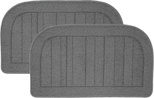 BEQHAUSE 30x18 Inch Kitchen Rug Mat Durable Kitchen Rugs Non-Slip Washable Absorbent Kitchen Mats for Floor Dirt-Resistant Semicircular Kitchen Mat (Grey, 2PCS)
