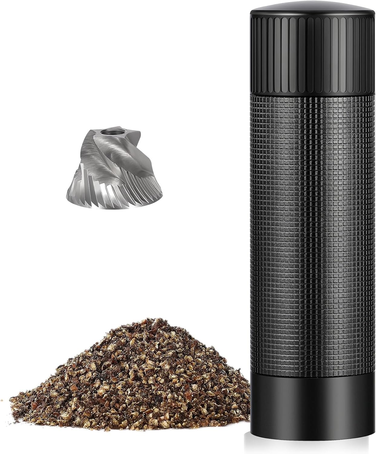 ARKNOAH Premium Pepper Grinder - Adjustable Coarseness with Aircraft-Grade Aluminum Body and Stainless Steel Blades-Refillable Manual Pepper Mill for Professional Kitchens & Commercial Use