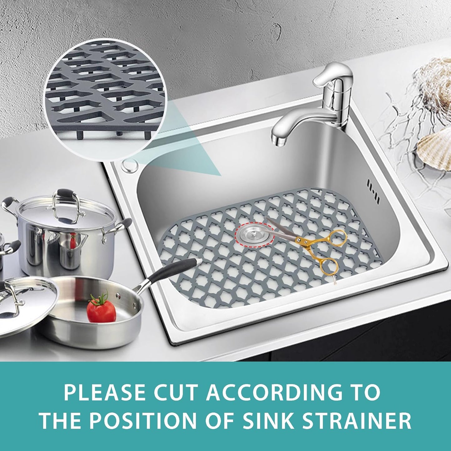 Sink Protectors for Kitchen Sink 13x11 &16x12 &19x14 &21x16 &22x13 &24x13 &26x14 &28x14 &30x16, Large Silicone Sink Mats Grid for Bottom of Farmhouse Sink (16.7”x12.5”)
