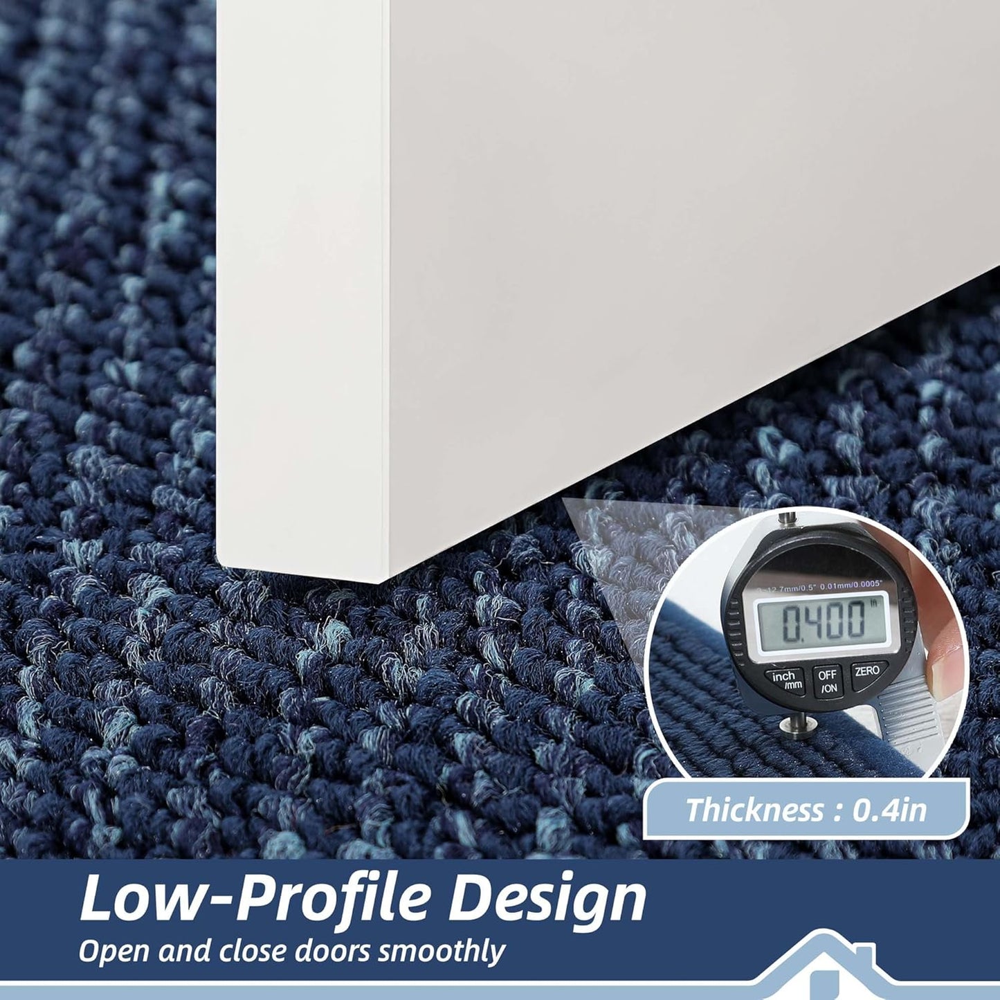 BEQHAUSE Indoor Door Mat 36" x 60", Dirt Trapper Door Mats Non-Slip Entryway Rugs Washable, Resist Dirt Absorbent Welcome Mat, Low Profile Floor Mats for Front Back Door and Entryway, Blue