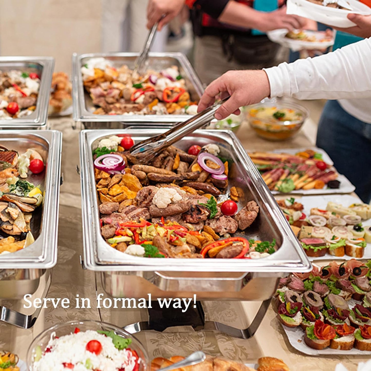 Chafing Dishes for Buffet [Set of 2/4] Stainless Steel Food Warmers for Parties 9QT Chafers and Buffet Warmers Sets Commercial Catering Chafers for Event Party