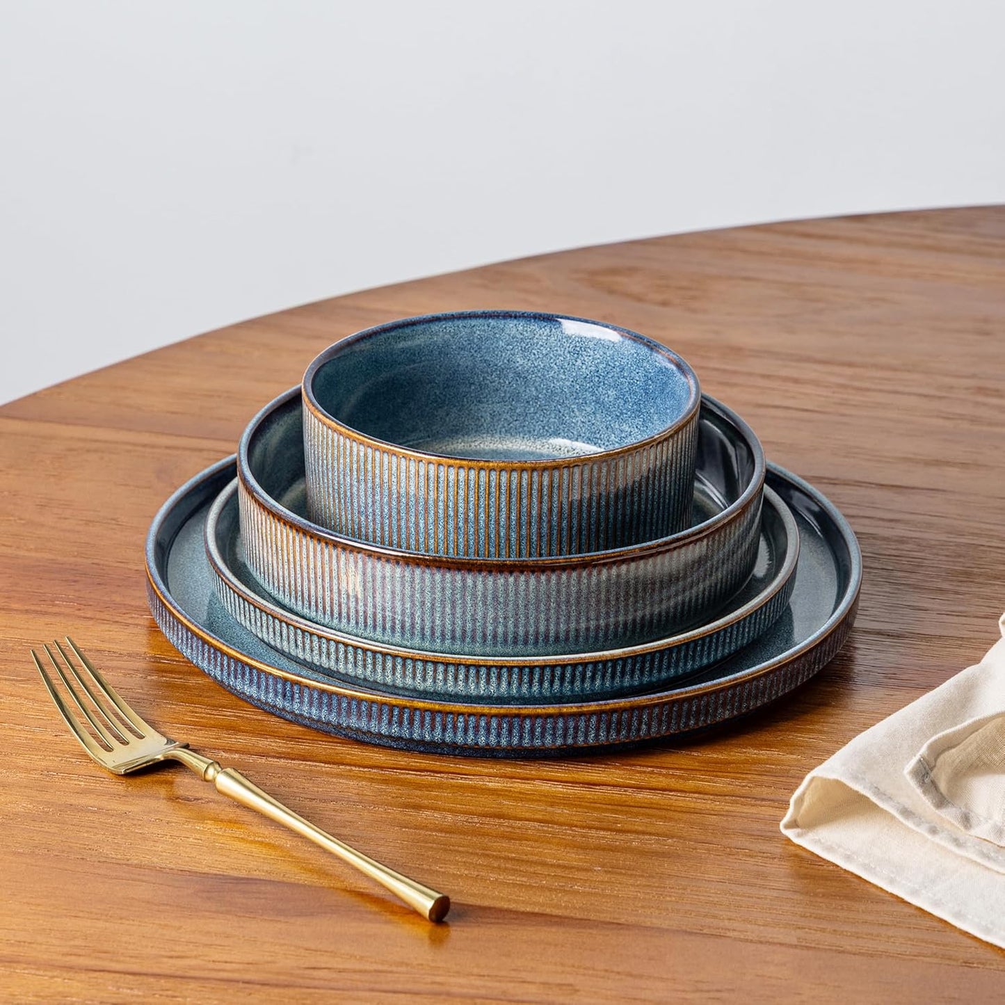 GBHOME 7.5'' Stoneware Pasta Bowls, Serving Bowls Set of 6 for Kitchen, Double Reactive Glaze Bowls for Fruit,Pasta,Salad,Oatmeal,Meal, Microwave Safe (6 pcs)