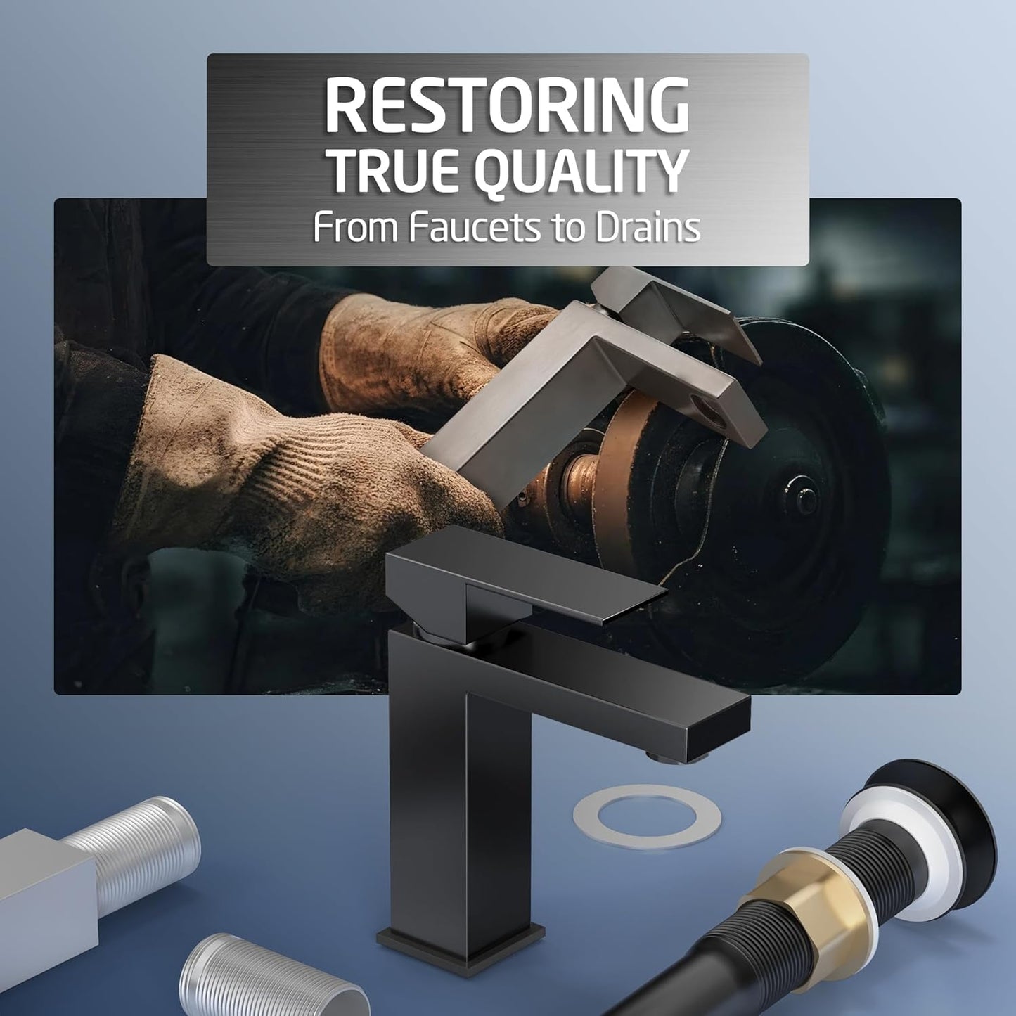 KES Black Bathroom Faucet & Bathroom Sink Drain Without Overflow, Single Handle Type Faucet with Pop Up Drain Stopper Stainless Steel Matte Black, L3156ALFF12-BK-C1