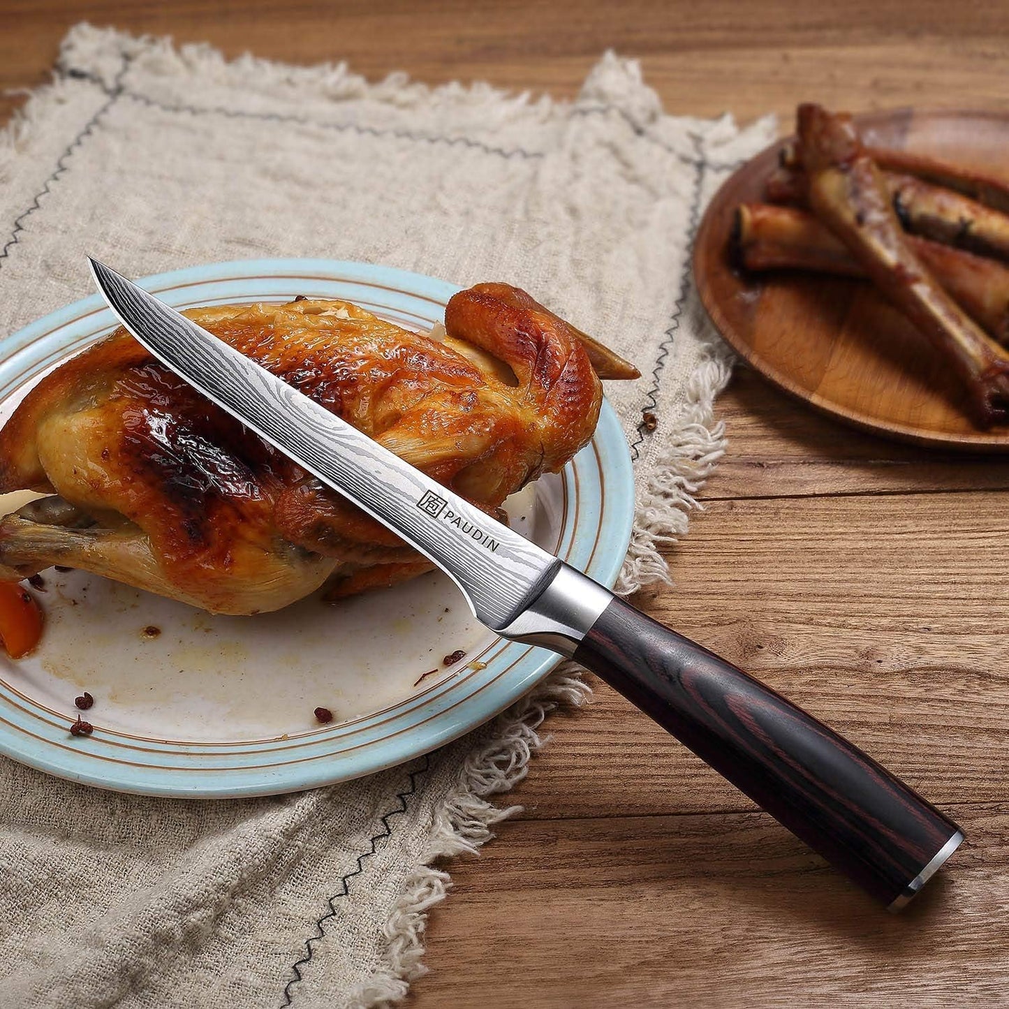 PAUDIN Boning Knife 6 Inch, Super Sharp Fillet Knife, German High Carbon Stainless Steel Deboning Knives, Professional Boning Knives for Meat Poultry Chicken, Pakkawood Handle with Gift Box