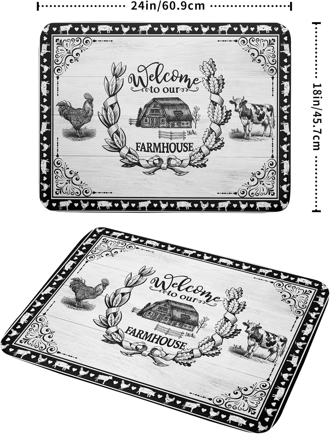Farm Animal Dish Drying Mat 18x24 Inch Welcome to Our Farmhouse Microfiber Dish Drainer Pads Absorbent Fast Dry Kitchen Accessories