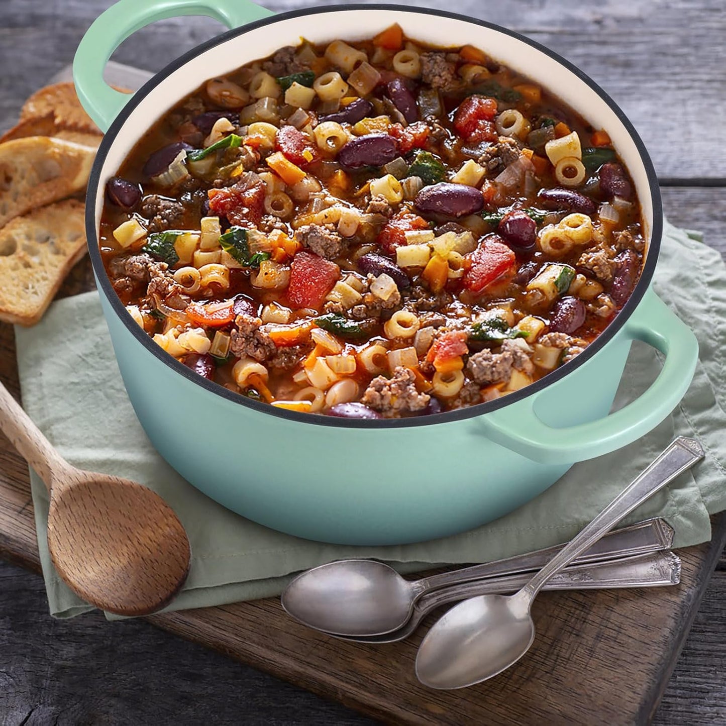 E-far 3 Qt Enameled Cast Iron Dutch Oven with Lid, Small Round Nonstick Dutch Oven Pot for Bread Baking Braising Stews Roasting Cooking, Heavy Duty, Induction & Oven Safe - Sage Green