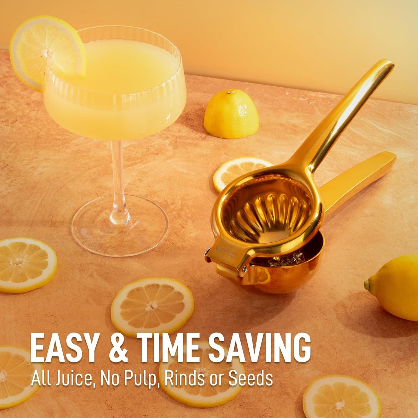 Zulay Extra Large Lemon Squeezer Stainless Steel - Easy Squeeze Heavy Duty Lemon Juicer Hand Press - Ergonomic Citrus Squeezer & Fruit Juicer for Small Oranges, Lemons, & Limes