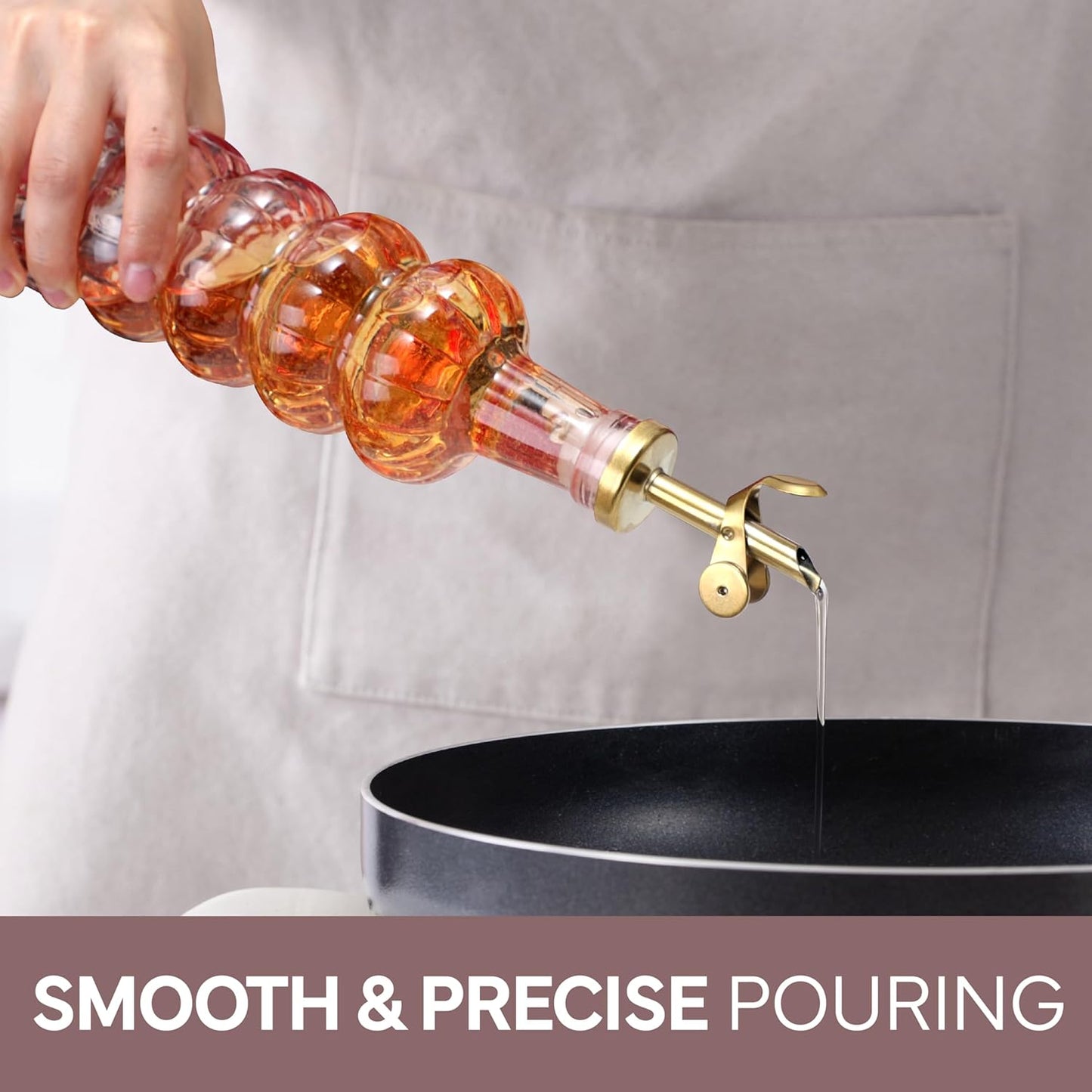 COOK WITH COLOR Glass Olive Oil Bottle Dispenser - 2 Pack- 17oz Oil and Vinegar Cruet - Olive Oil Carafe Decanter for Kitchen