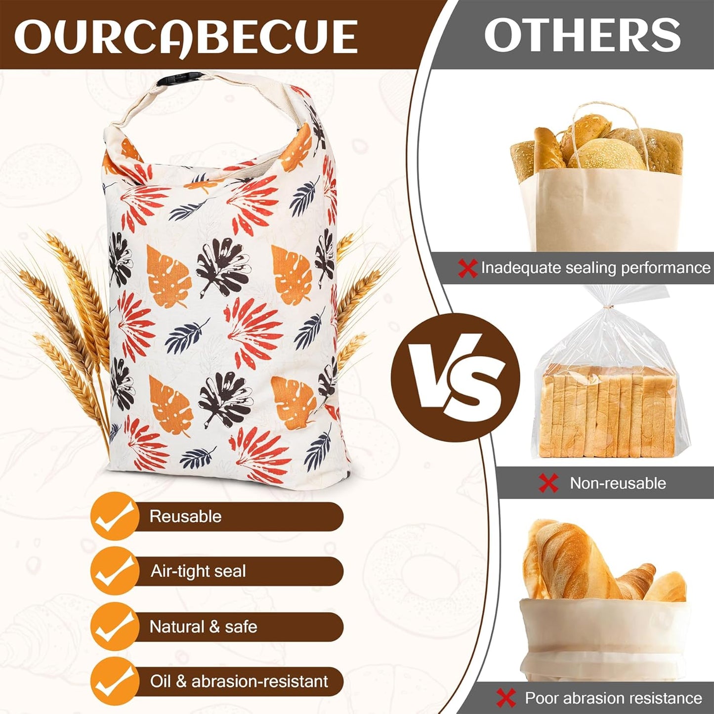 2 Pack Reusable Linen Bread Bag for Homemade Bread, Sourdough Bread Storage Bag Fresh Keeping - Reusable and Easy to Clean Storage Bag XL(19"x13")