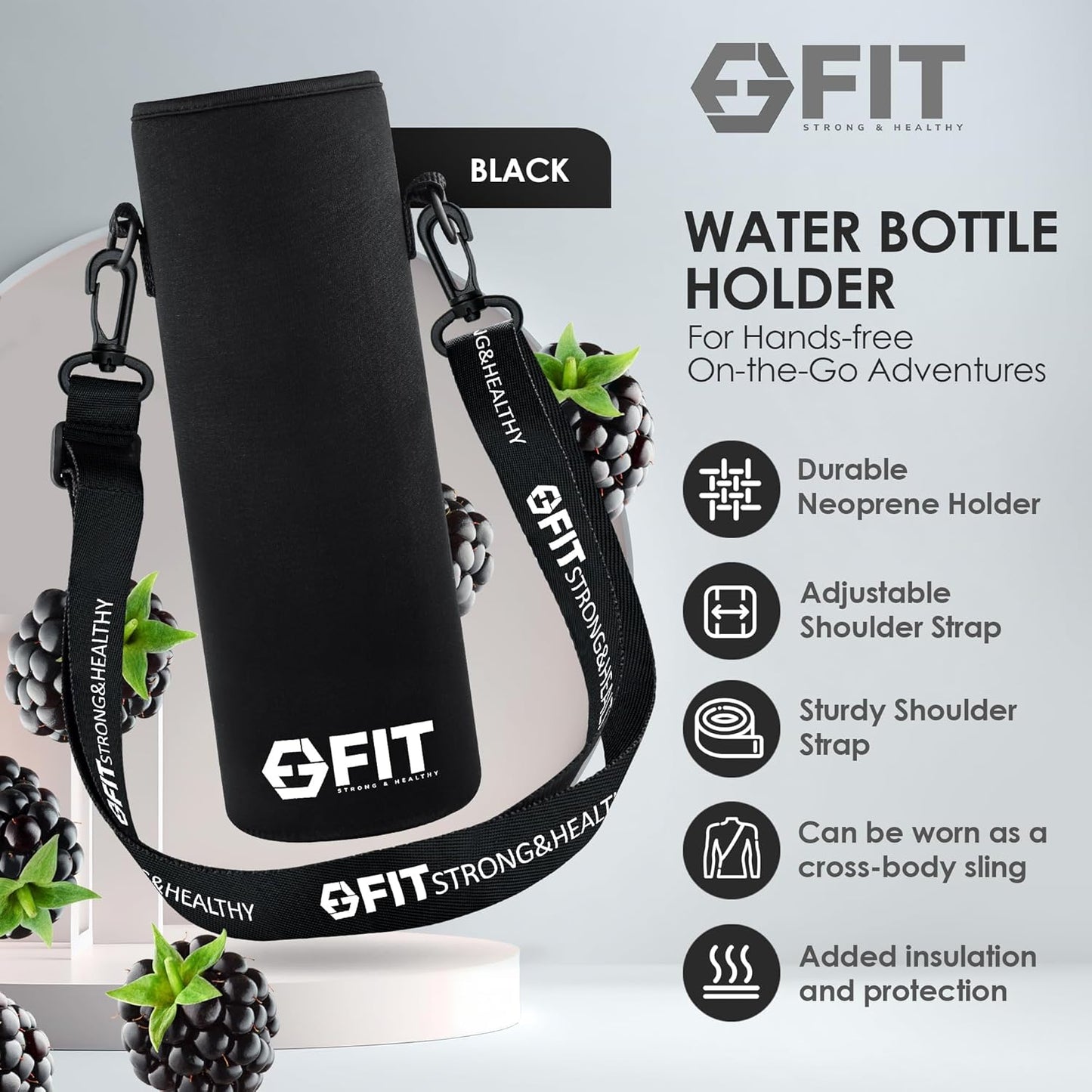 FIT Strong & Healthy 32 oz Glass Water Bottle with Straw Lid, Time Marker, Sleeve & Extra Lid - Motivational, Wide Mouth 1 Liter Glass Drinking Bottle