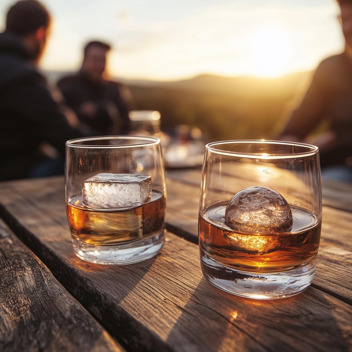 glacio Silicone Ice Cube Trays – Large Silicone Molds for 2-Inch Ice Cubes and Spheres Whiskey Ice Cube Trays with Lids for Cocktails & Bourbon – Set of 2