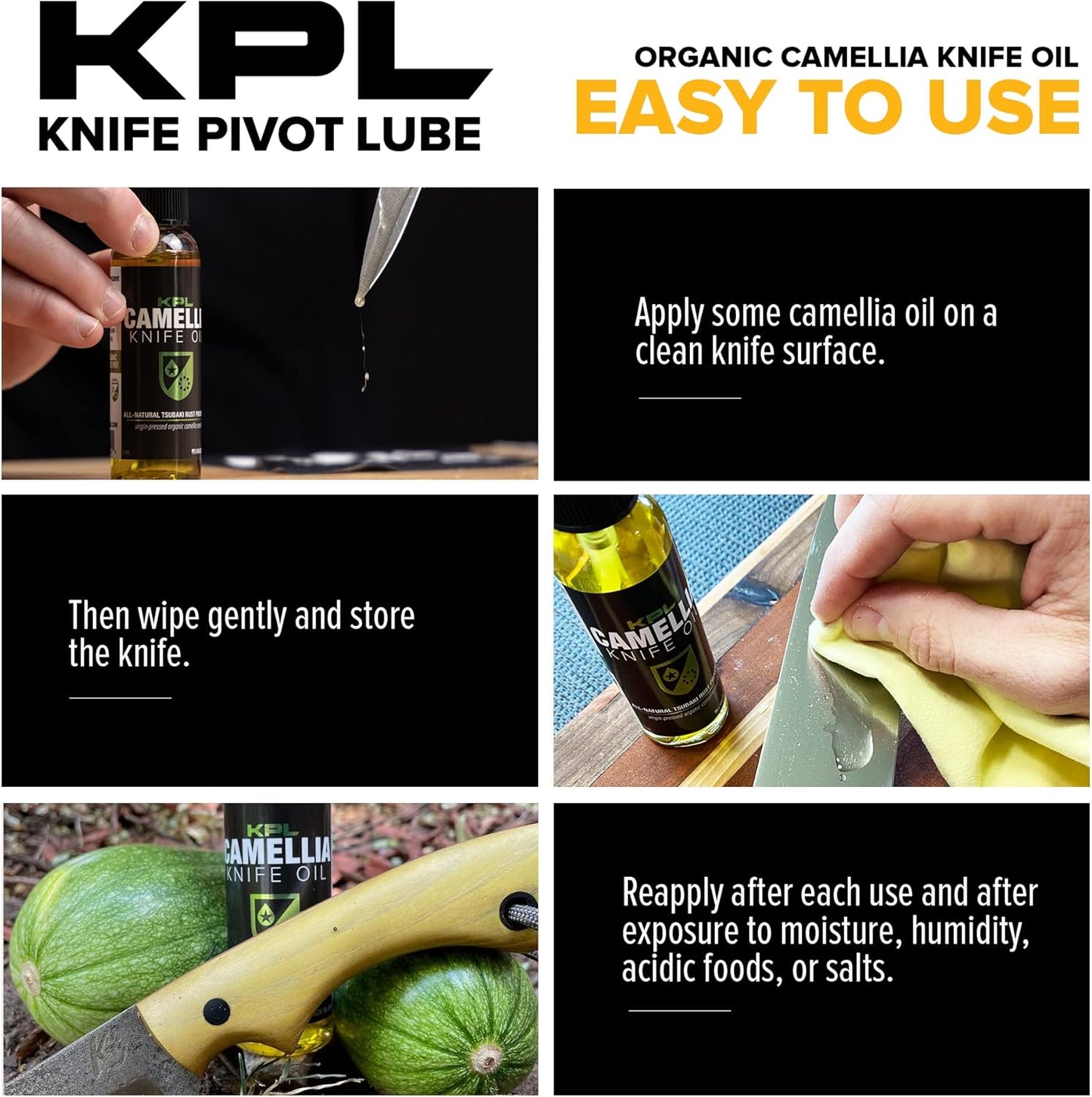 Knife Pivot Lube – Camellia Knife Oil for Blades – Tsubaki, Honing Oil for Cleaning and Blade Care – 60ml Spray Bottle
