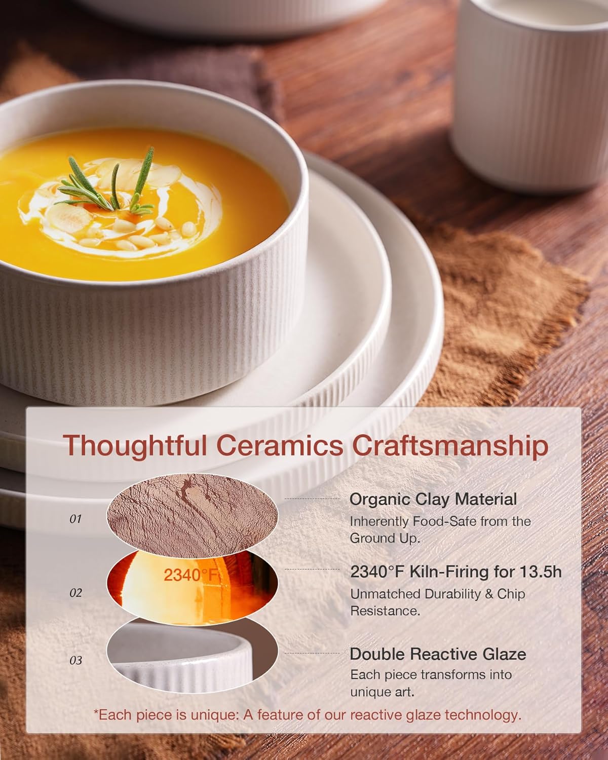 Famiware Star Plates and Bowls Sets, Modern Stoneware Dinnerware Sets for 6, 18-Piece Kitchen Dish Set - Chip and Scratch Resistant, Microwave and Dishwasher Safe Tableware, Matte White