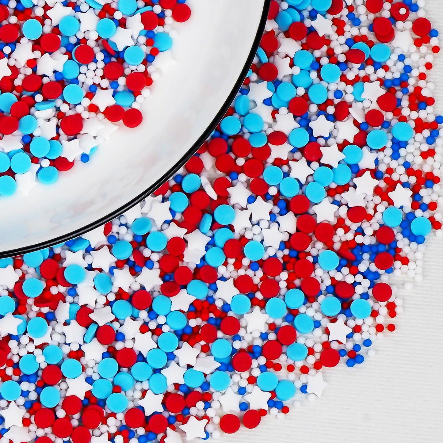 4th of July Sprinkles, Red White and Blue Sprinkle, Patriotic Sprinkles for Cake Decorating, Edible Nonpareils, Perfect for Baking, Cupcake Decorations, Ice Cream Toppings, 150g/5.29oz