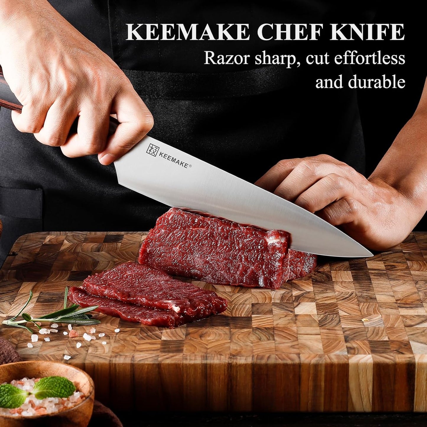 KEEMAKE Professional Chef Knife Set 2 Pieces - Kitchen Knives High Carbon Stainless Steel Ultra Sharp Blade & Ergonomic Pakkawood Handle, Perfect for Meat Cutting, Vegetable Chopping & Culinary Gifts
