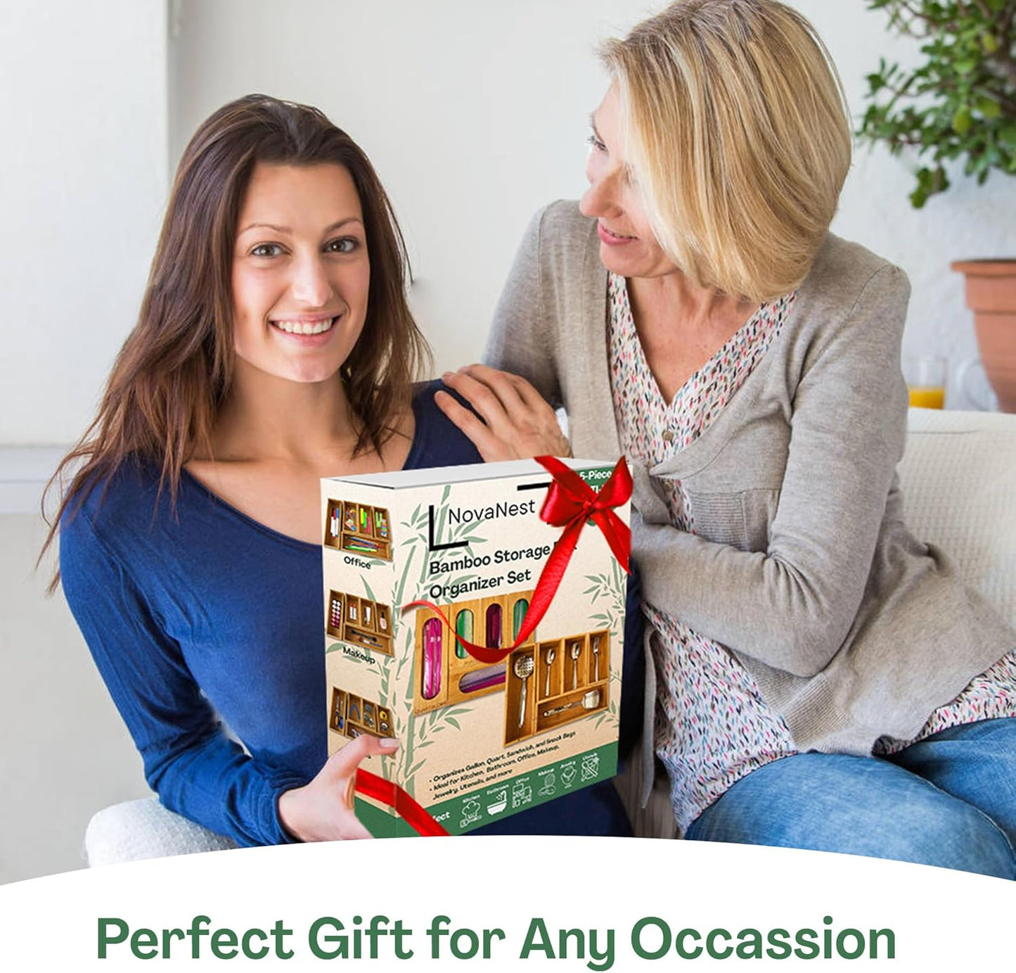 5PCS Bamboo Storage Bag Organizer Set, Multi-Use Baggie Organizers for Gallon, Quart, Sandwich, Snack Food Bags, Tea Bag, Silverware, Ideal for Kitchen, Office, Makeup, Bathroom, Utensil, Junk Drawer