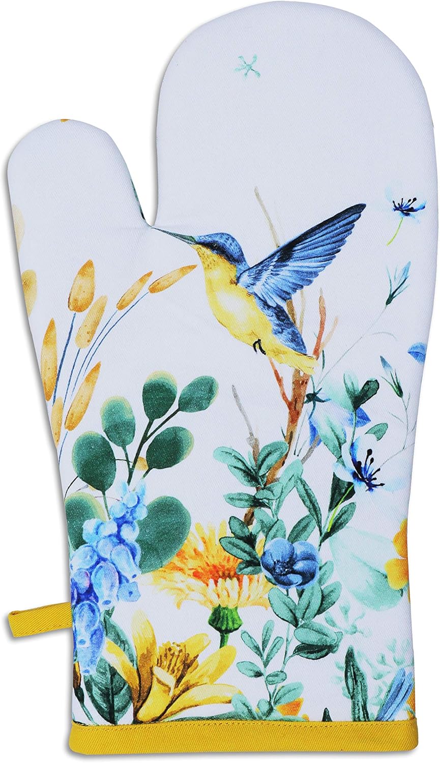 AMOUR INFINI Cotton Oven Mitts Set of 1 with Hanging Loop Non-Slip, Heat Resistant, Reusable Oven Mitt for Baking Cooking Kitchen Oven Gloves (Wild Meadow)